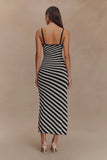 Raven Striped Knit Midi Dress Black White