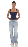 Double Bow Top in Navy