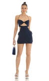 Strappy Cutout Bodycon Dress in Navy
