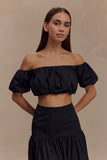 Autumn Off Shoulder Bubble Top Black