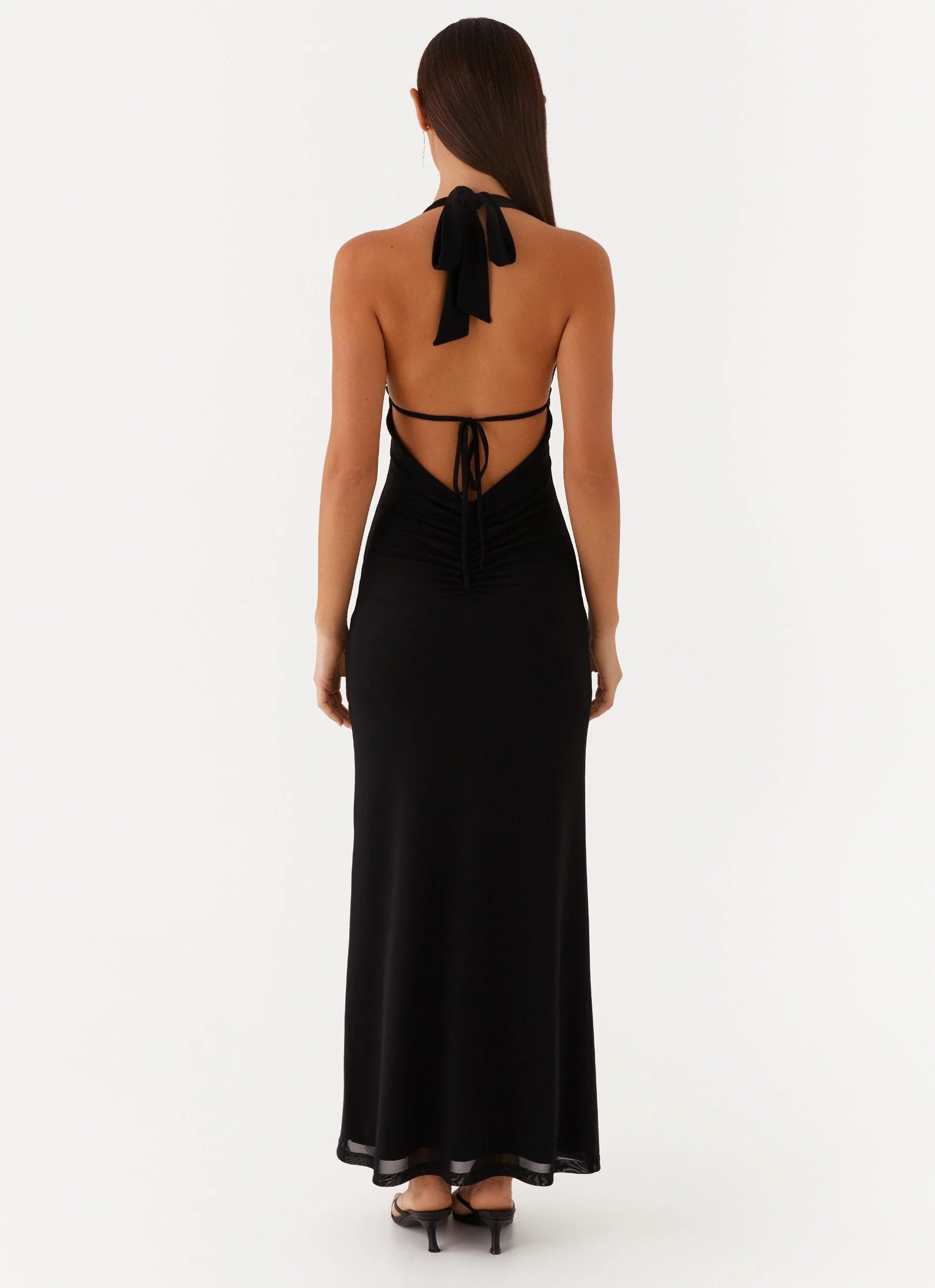 Polina Beaded Halterneck Maxi Dress Black