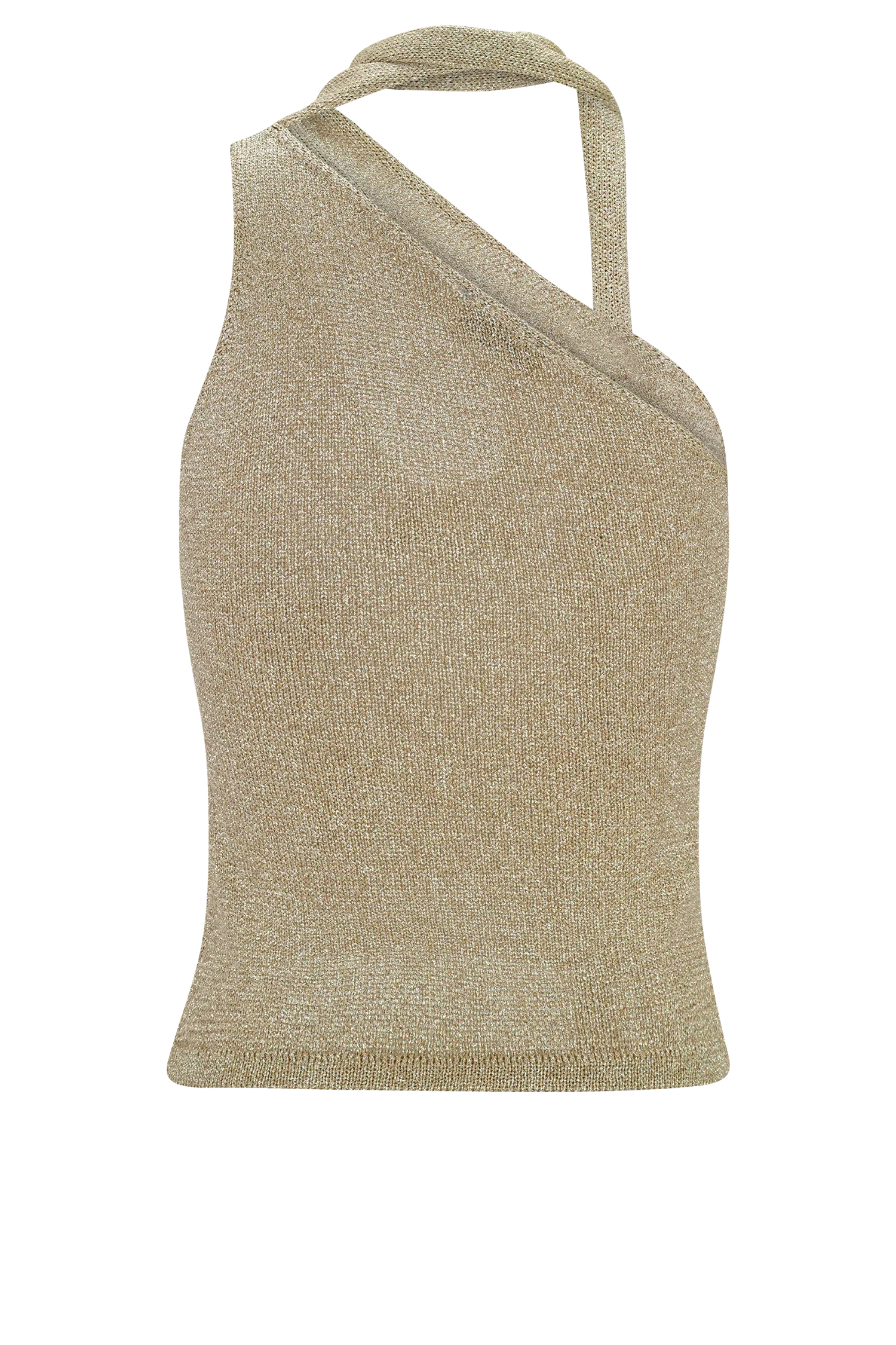 Leone One Shoulder Metallic Knit Top Gold