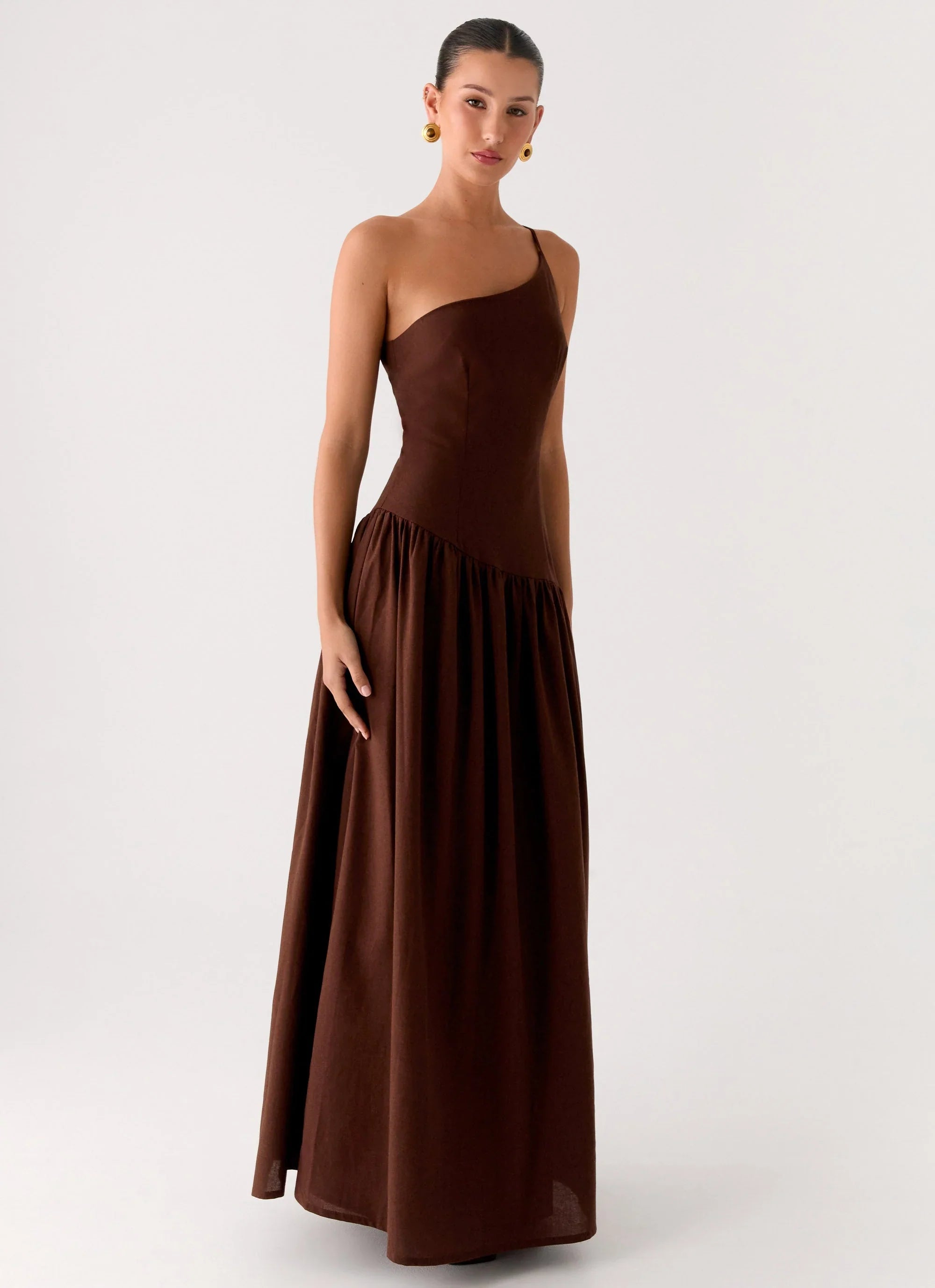 Thinking About You Linen Maxi Dress Brown