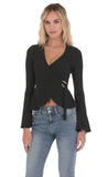Embellished Wrap Top in Black