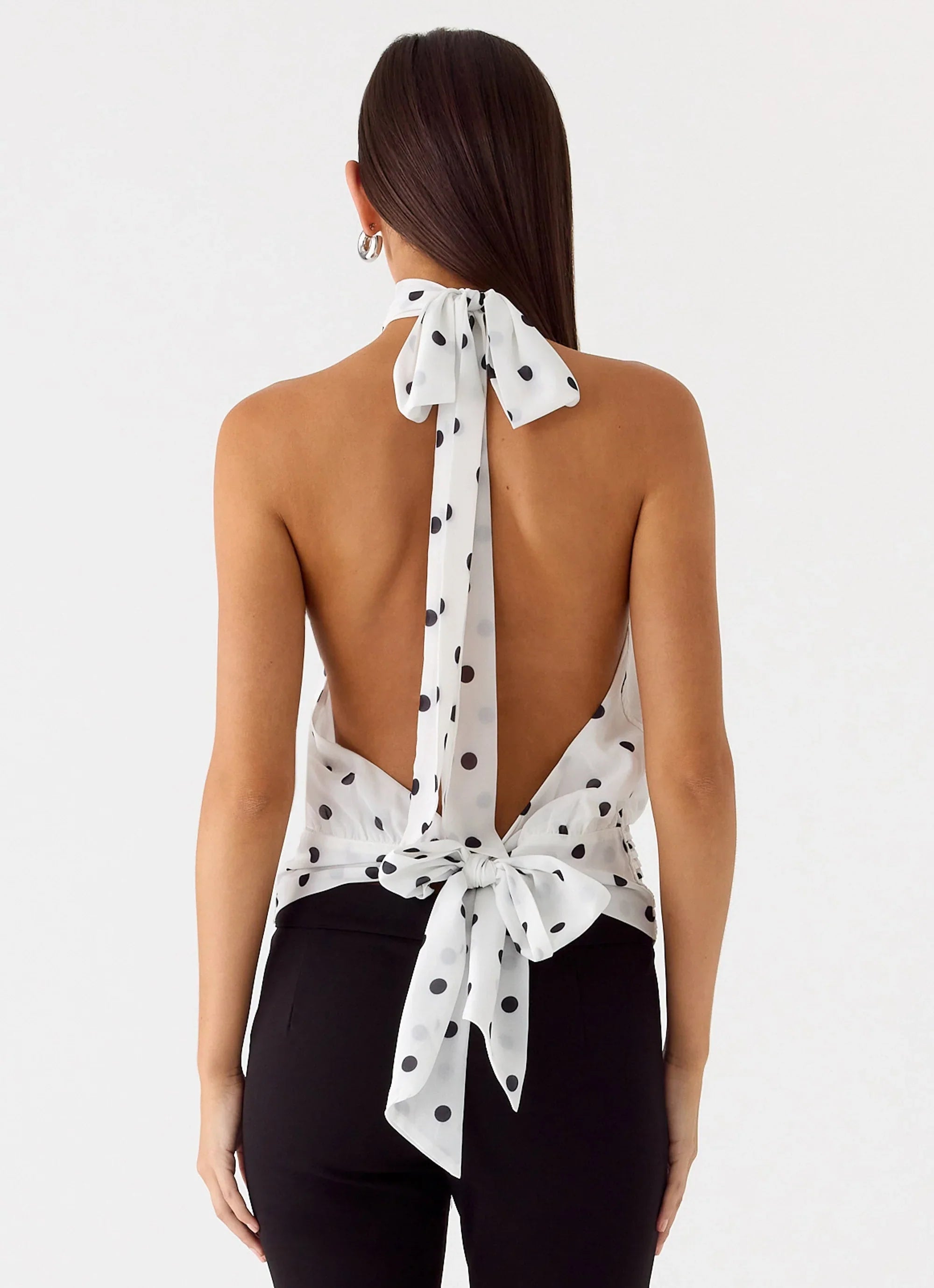 Willow Chiffon Top White Polkadot