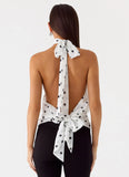Willow Chiffon Top White Polkadot