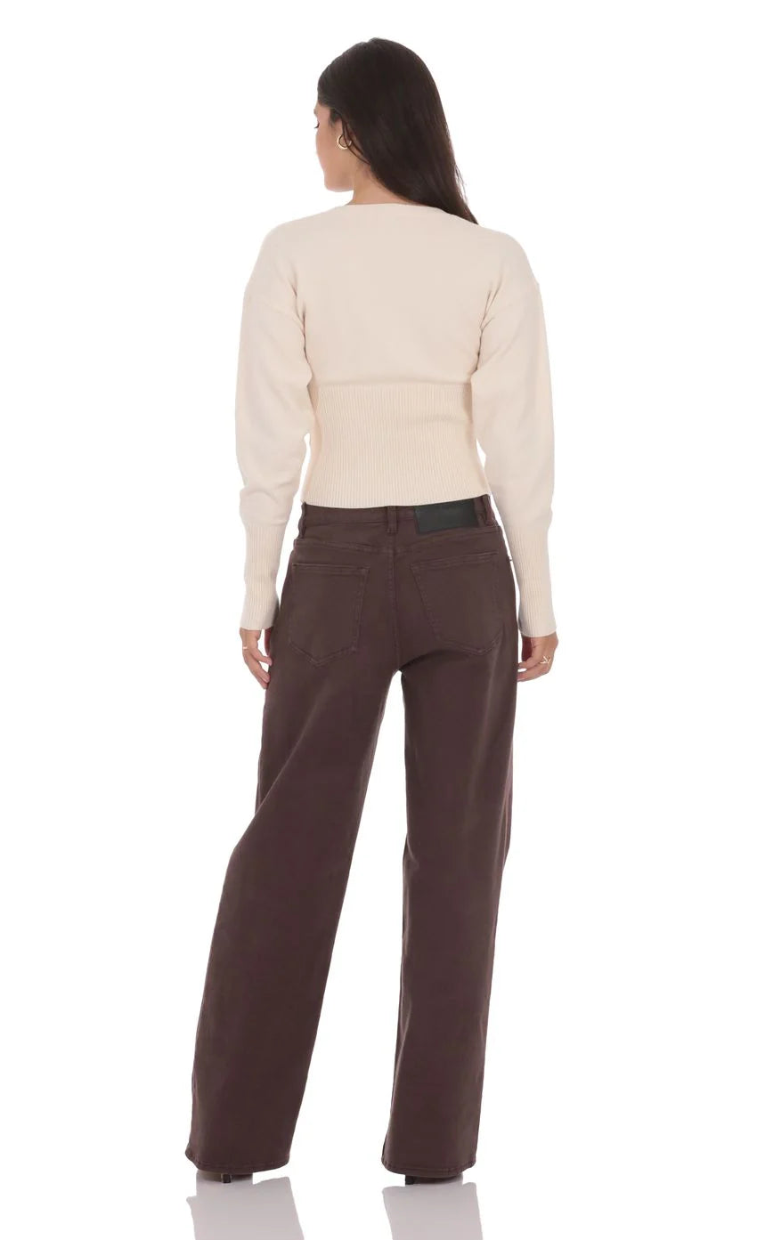 Mid Rise Baggy Jeans in Chocolate Brown