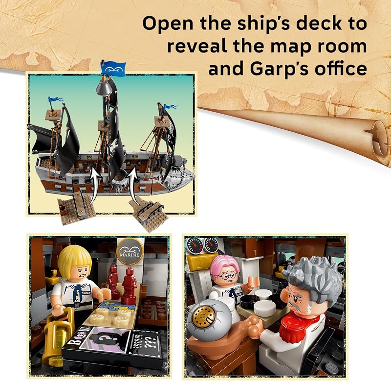 LEGO ONE PIECE Garps Marine Battleship 75646 Building Toys for Boys Girls Ages 9 8 Minifigures Hidden Details Decor or Play 1705 pieces Gift for Birthdays