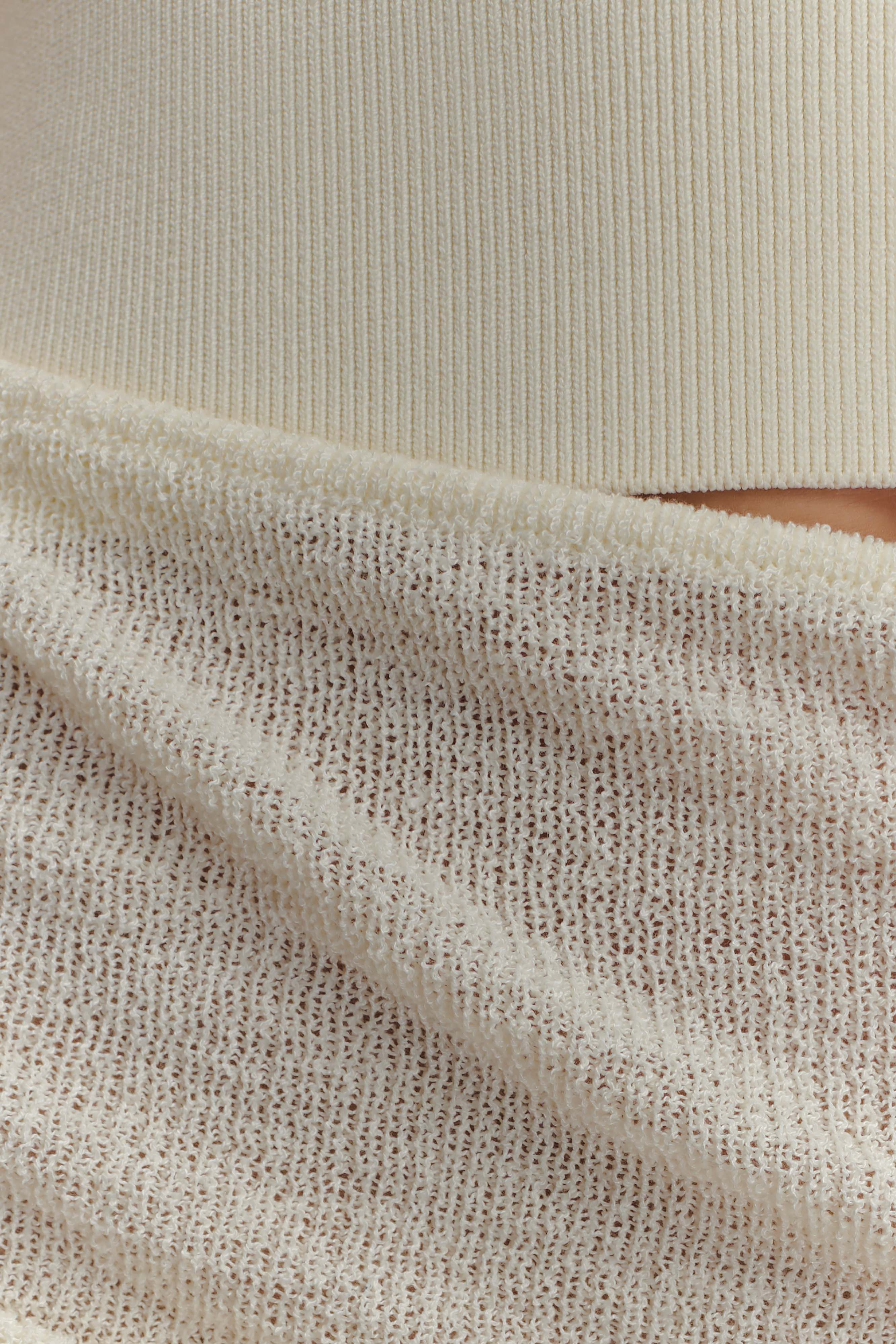 Cali Drape Skirt Knit Mini Dress Ivory