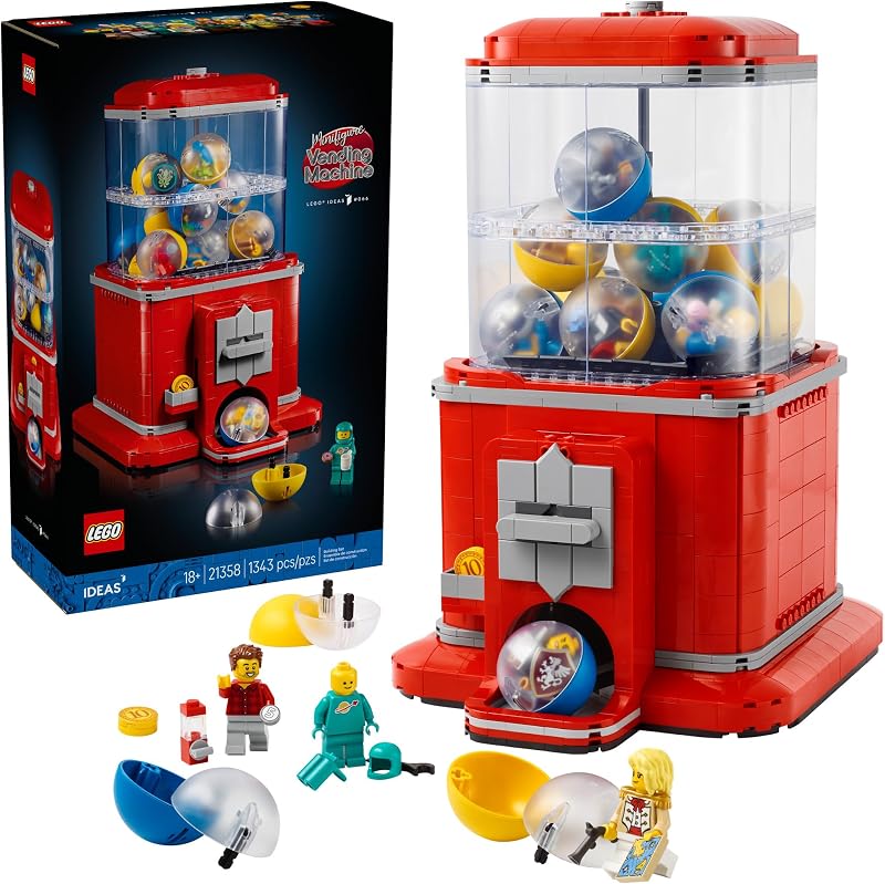 LEGO Ideas Minifigure Vending Machine Building Set for Adults Creative Office Decor or Home Book Shelf Display Capsule Dispensing Toy Nostalgic Gift for Men and Women 18 21358