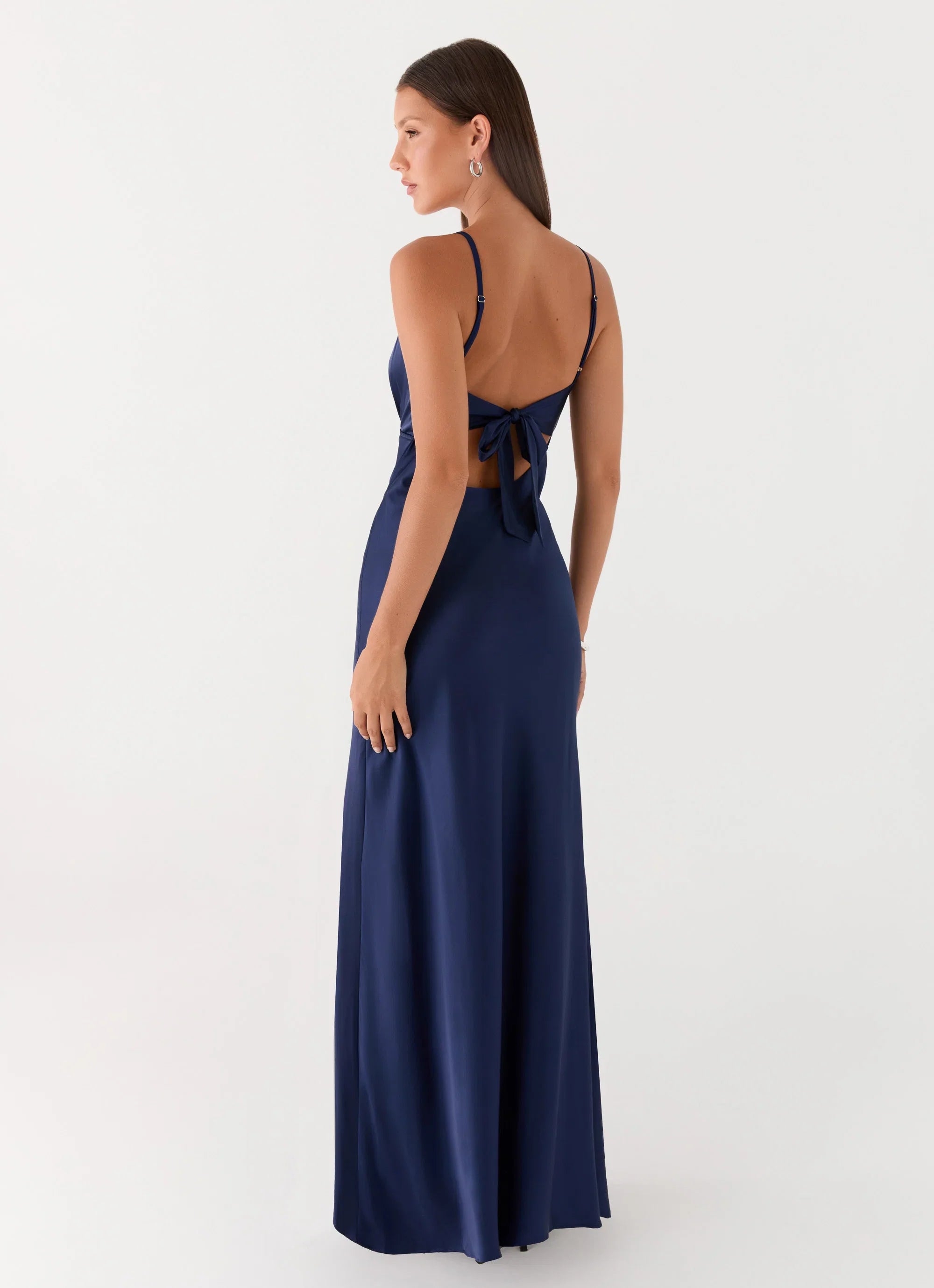 Flora Satin Maxi Dress Navy