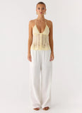 Non Stop Halter Top Butter Yellow