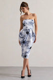 Chateau Mono Print Bandeau Midi Dress