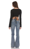 Back Tie Cutout Top in Black