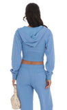 Cropped Pointed Hoodie in Light Blue