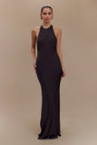 Rinna Satin Halter Maxi Dress Black