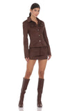 Suede Mini Skort in Chocolate