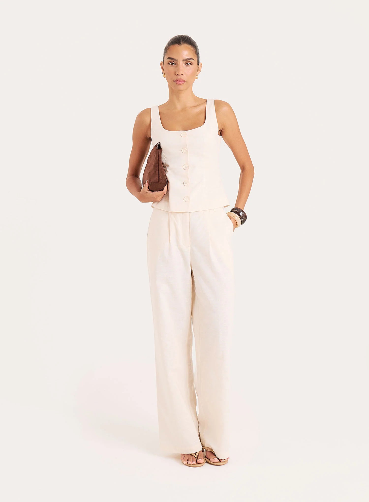 Cream Linen Blend Waistcoat Miriam