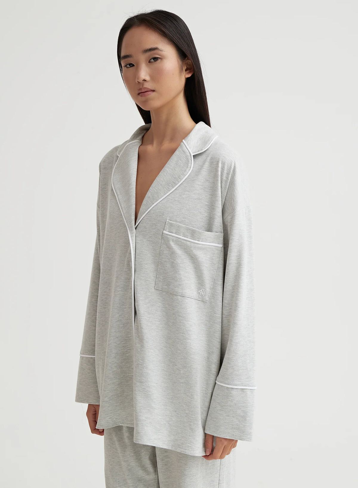 Grey Marl Jersey Pyjama Shirt