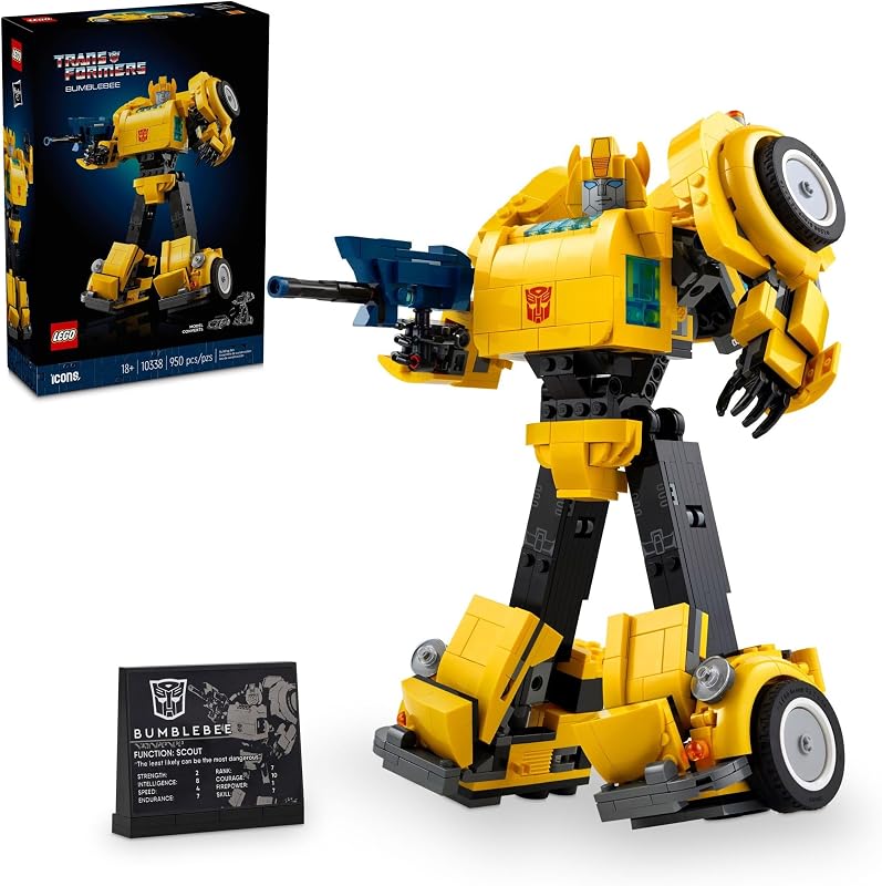 LEGO Icons Transformers Bumblebee Action Figure Collectible Robot Gift for Adults Movie Themed Model Building Set for Sci Fi Enthusiasts and Transformers Fans Converts to Vehicle Mode 10338