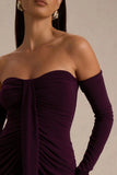 Harper Plum Bardot Neck Maxi Dress