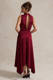 Kerri Berry Satin Cowl Neck Maxi Dress