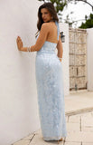 Baron Light Blue Sequin Cowl Maxi Dress