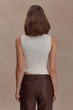 Amia Slinky Sleeveless Top With Hardware Ivory