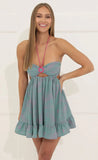 Halter Dress in Green Print