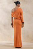 Marlena Orange Twisted Split Maxi Skirt