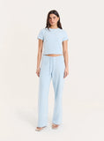 Light Blue Towelling Straight Leg Trousers