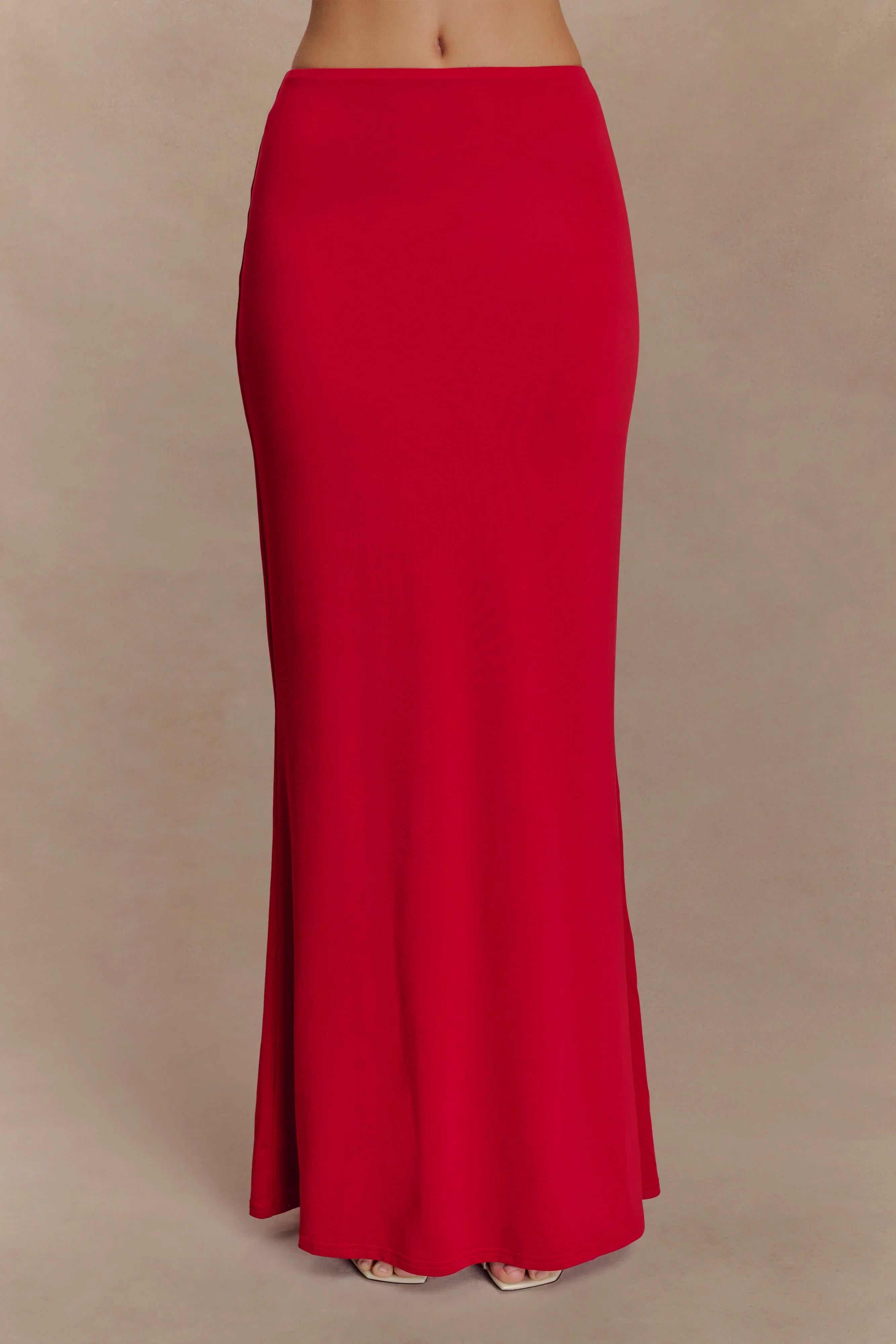 Bruna Slinky Fishtail Maxi Skirt Red