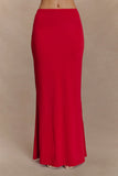 Bruna Slinky Fishtail Maxi Skirt Red