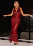 Treasured Sequin Maxi Dress Fuchsia