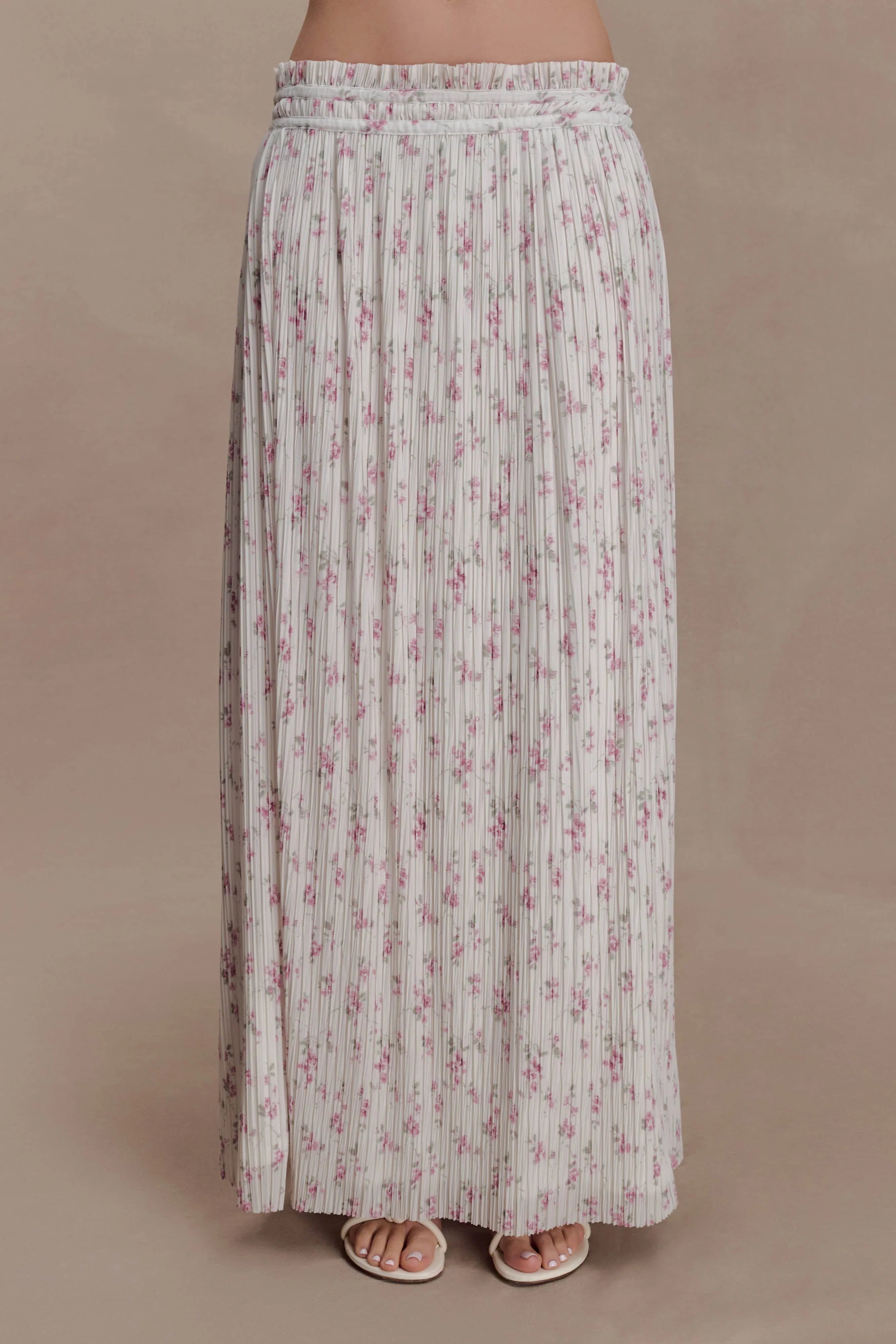 Amaris Gathered Plisse Maxi Skirt Floral Ditsy Print