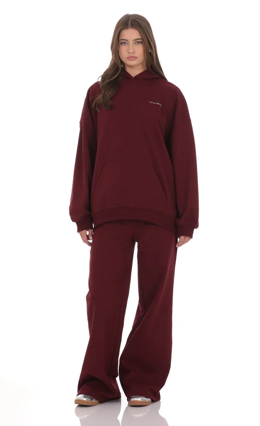 Oversized Lucy Hoodie in Burgundy