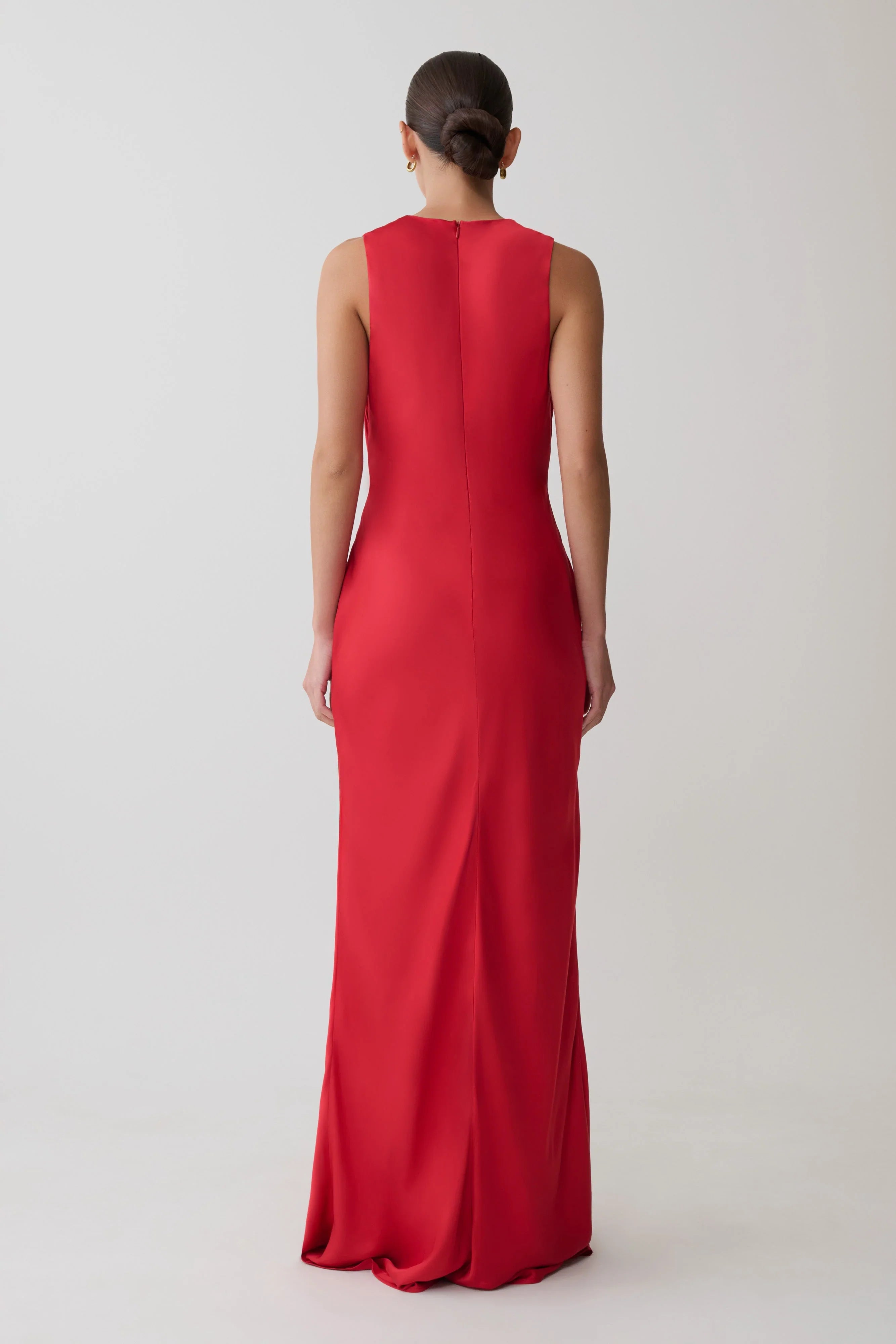 Esme Plunge Satin Maxi Dress Red
