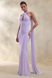 Rhoda Lilac Twist Halter Neck Cape Maxi Dress