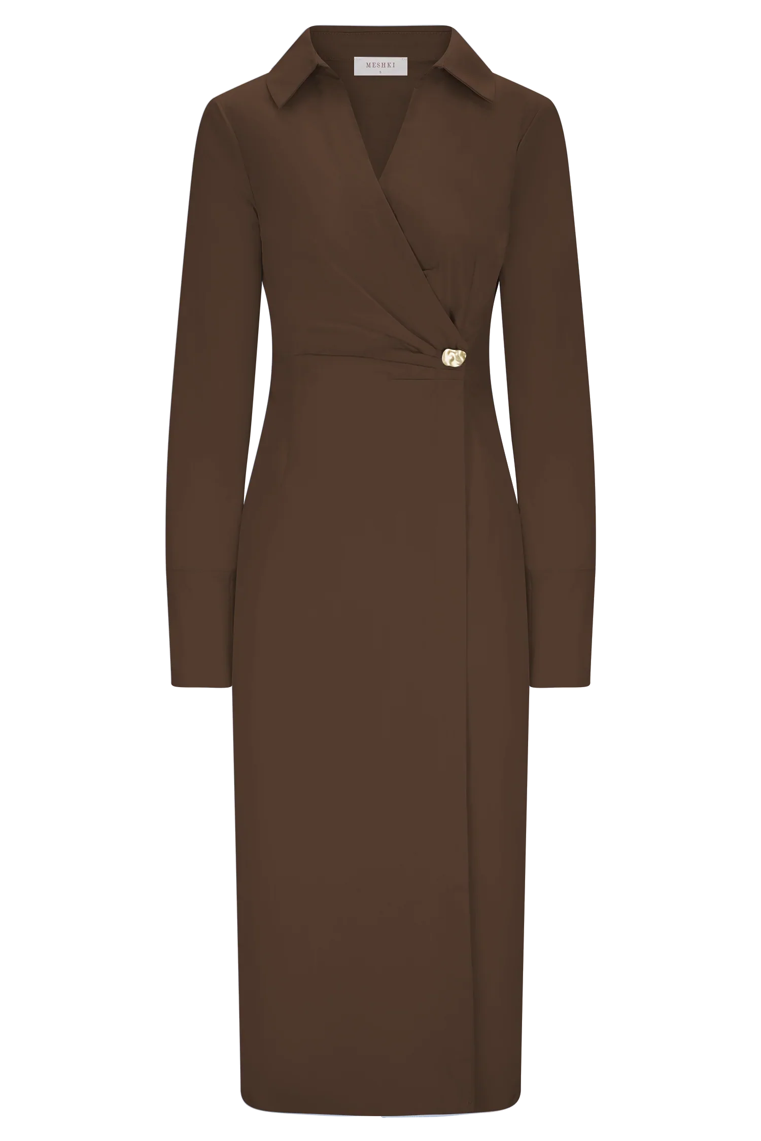 Mikaila Asymmetric Shirt Dress Dark Chocolate