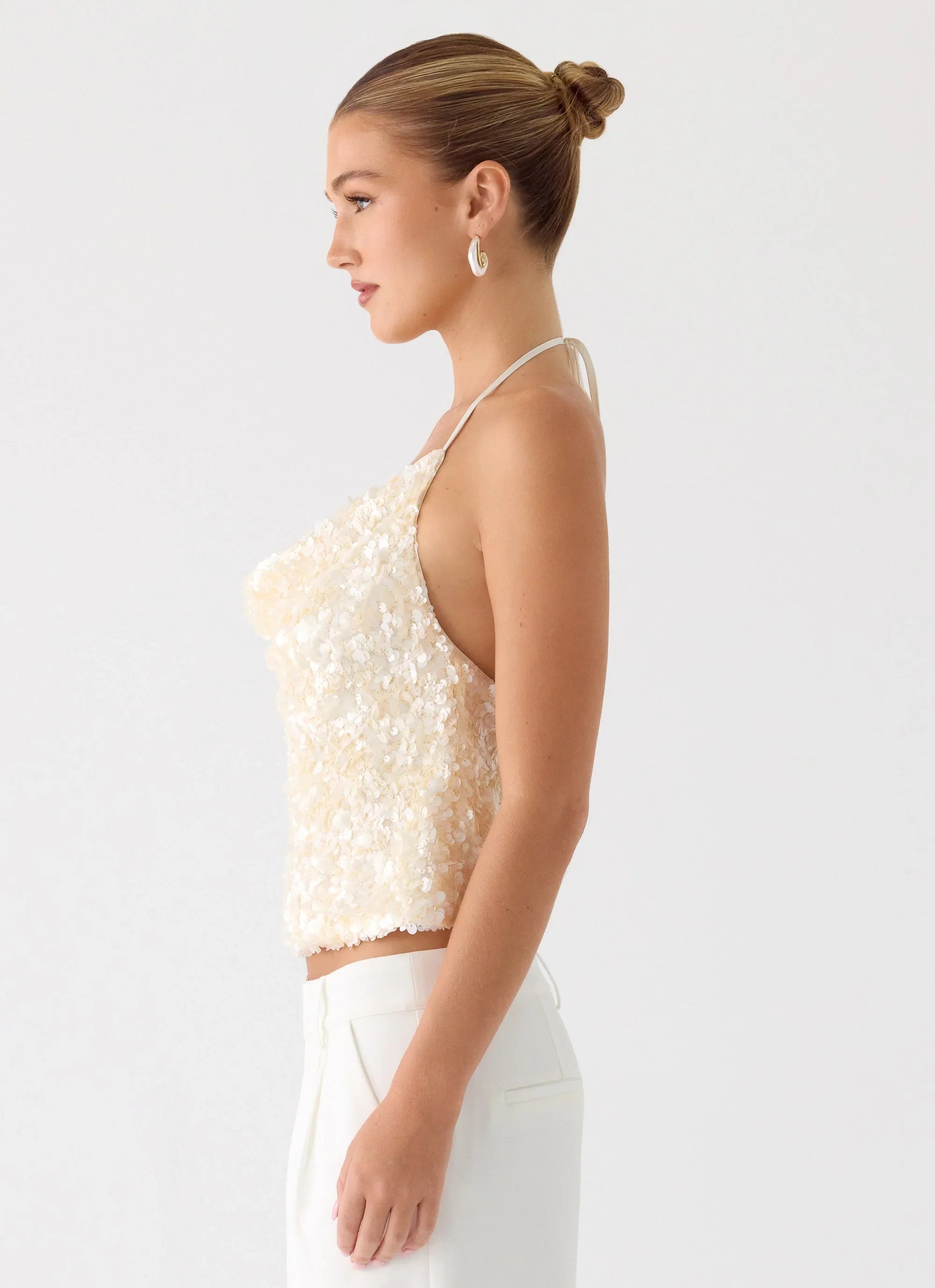 Amelita Sequin Top Ivory