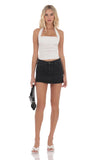 Low Rise Denim Mini Skirt in Black