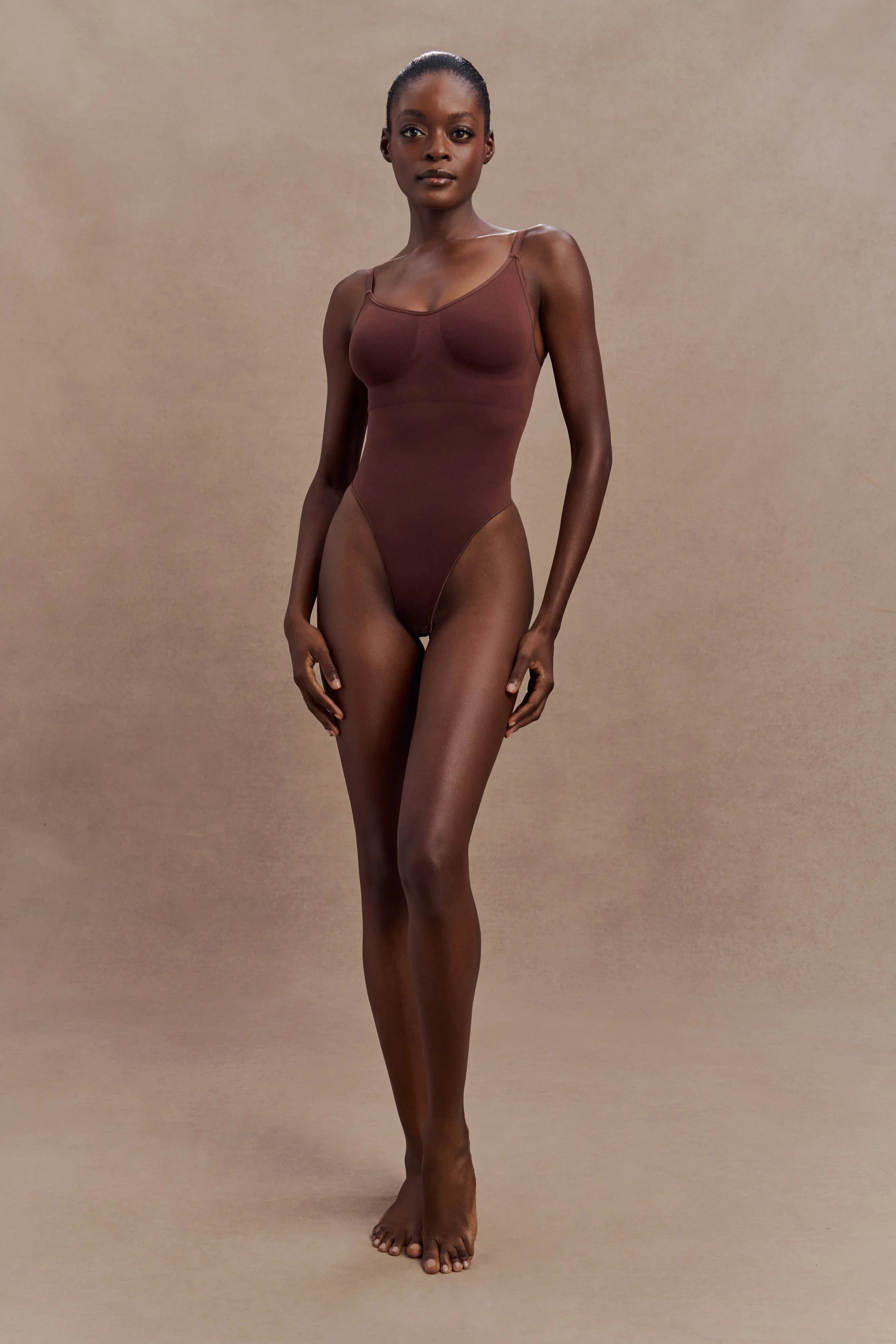 Alyssa Backless Shapewear Bodysuit Espresso