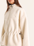 Cream Toggle Waisted Peplum Hem Fleece