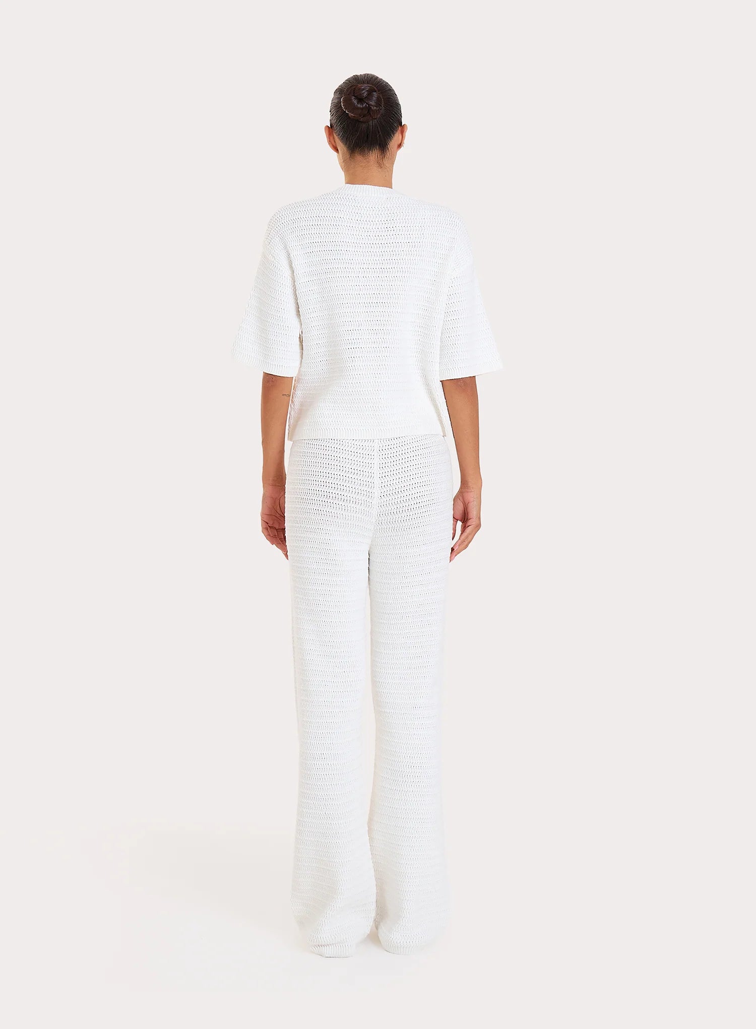 White Crochet Button Crop Shirt