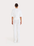White Crochet Button Crop Shirt