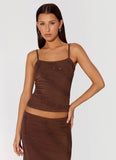 Sweet Sky Beaded Top Chocolate