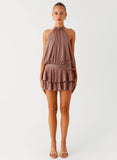 Dopamine Belt Mini Dress Taupe