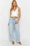 Ivory Petal White Satin Top
