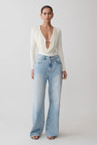 Ren Cowl Long Sleeve Slinky Bodysuit Ivory