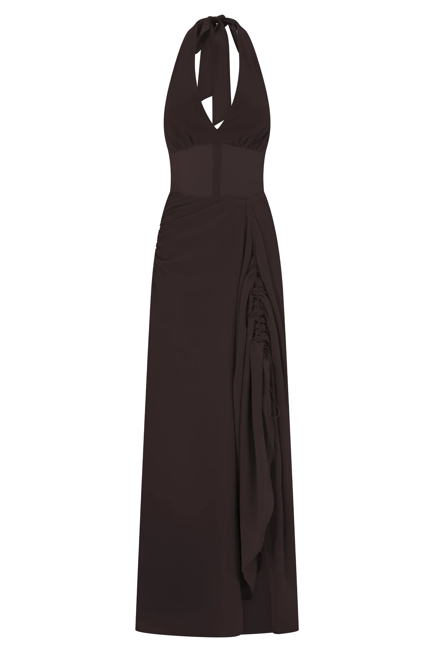 Jonna Chiffon And Mesh Maxi Dress Dark Chocolate